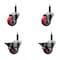 Service Caster 3'' Red Poly Wheel Swivel 3/4'' Expanding Stem Caster Set 2 Brakes, 4PK SCC-EX20S314-PPUB-RED-2-PLB-2-34 - alternate 1